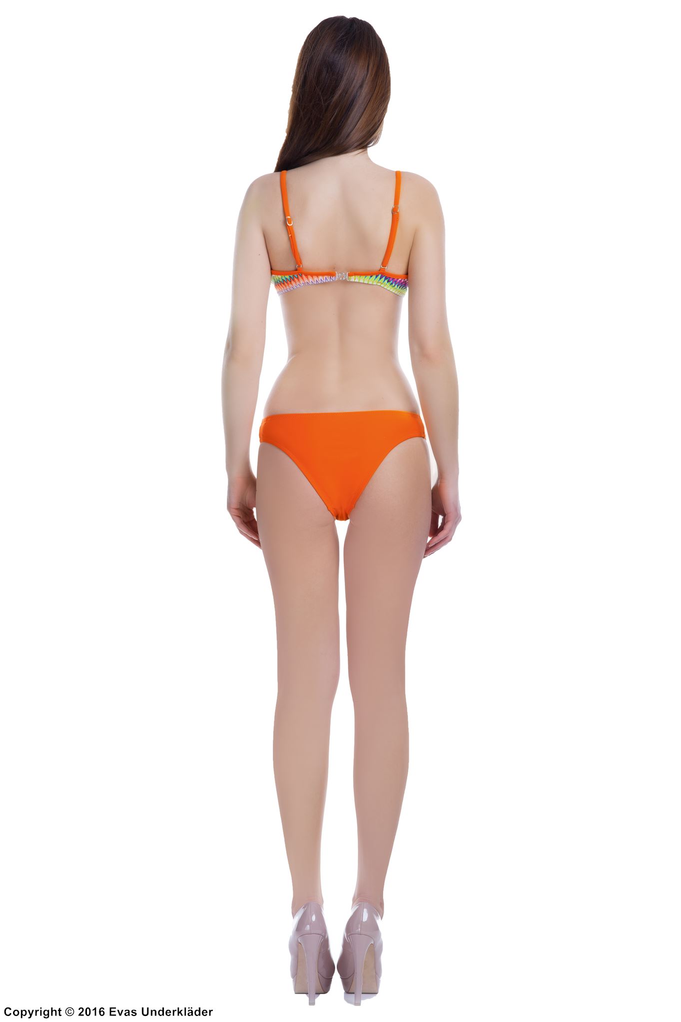 Neonfärgat bikini-set med sick-sackmönstrad topp